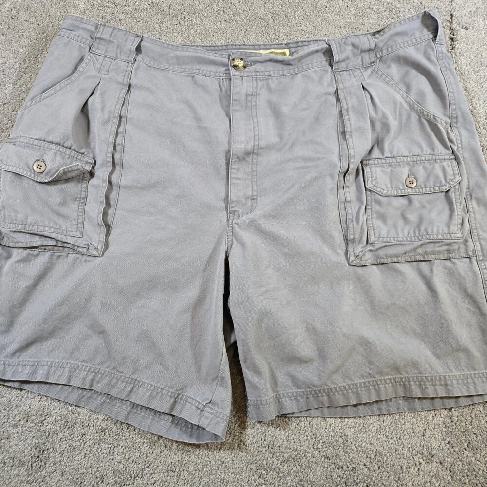 Cabelas Shorts Men 46 Gray Cargo 7 Pocket Hiker 100% Cotton Duck‎ Fabric 46x8